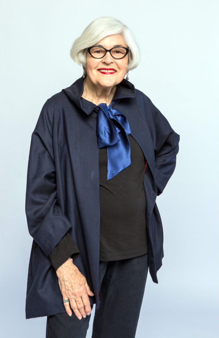 Lucille in a wool artist jacket